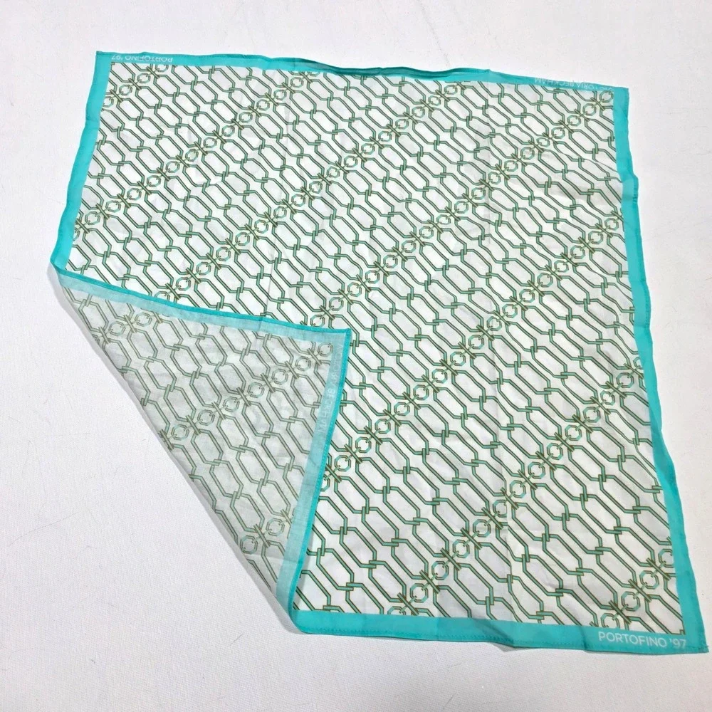Victoria Beckham Scarf Womens Turquoise Portofino 97 Chain Link Square Bandana